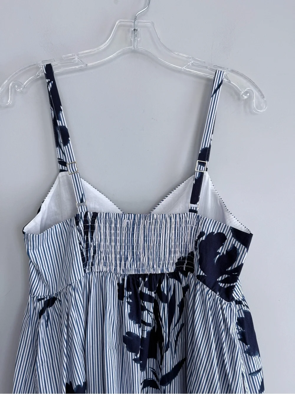 Abercrombie & Fitch Sweetheart Babydoll Maxi Dress Blue Floral Stripe NWT M P